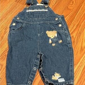 Carter's Dark Blue Denim Overalls with Bear Appliques